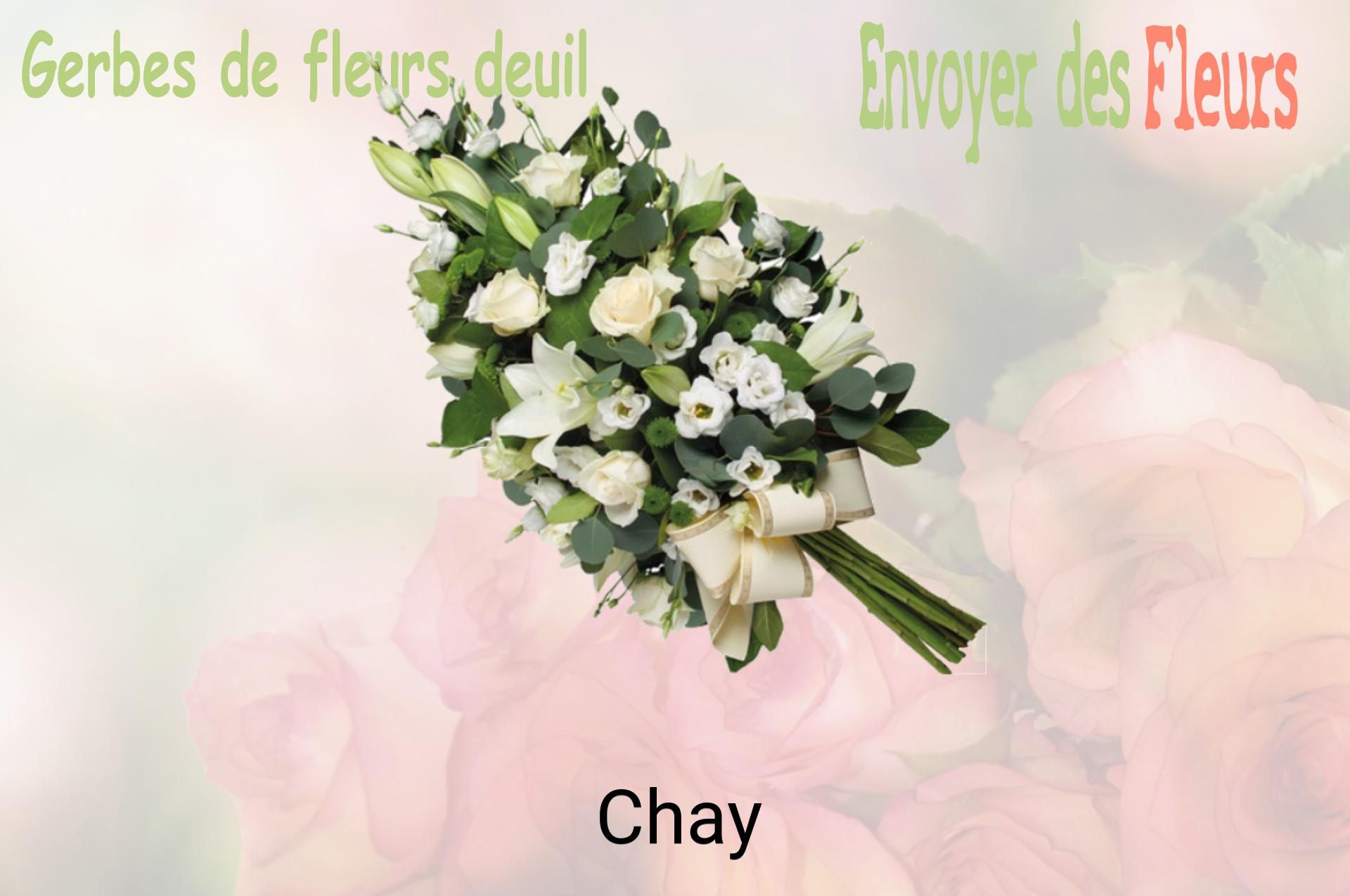 Gerbe de fleurs de deuil livrée à Chay